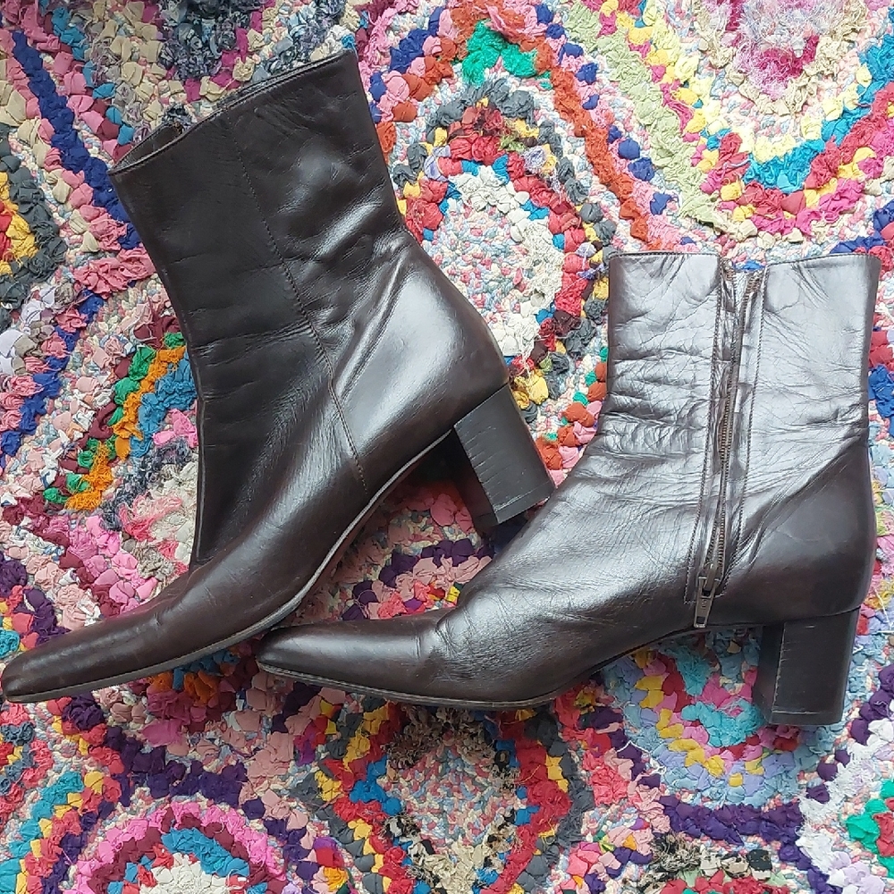Enrico Antinori Brown Italian Real Leather Heeled Ankle Boots Size 39